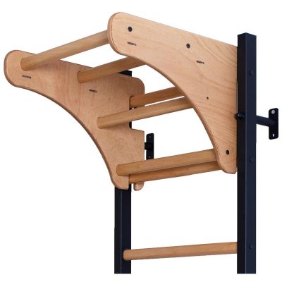 11. Turn-Wandbarren aus Holz und Metall mit 4 Griffen und Holzbank K 211B