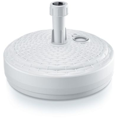 13. Schirmfuß rund, weißes Rattan