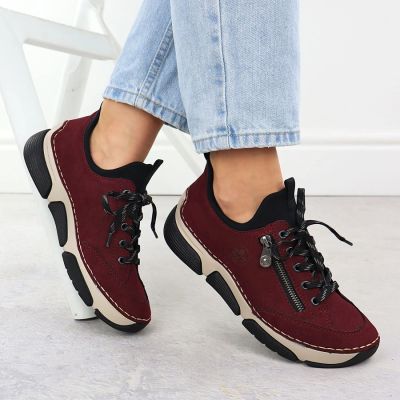 10. Bequeme bordeauxrote Damenschuhe Rieker 45973-36