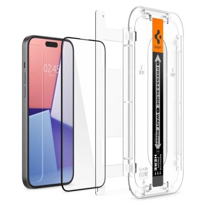2. Spigen Glas.tR EZ Fit FC gehärtetes Glas für iPhone 15 Plus – Schwarz