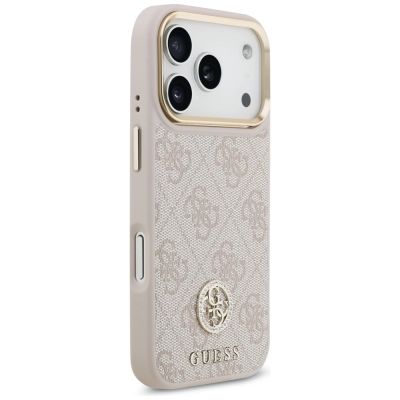 4. Guess 4G Strass Logo & Big Strap Metal Buttons MagSafe Case für iPhone 17 Pro - Pink