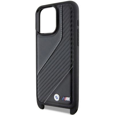5. BMW M Edition Carbon Stripe & Strap Hülle für iPhone 15 Pro Max – Schwarz