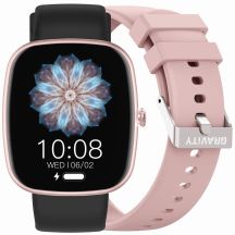 GRAVITY GT18-1 Damen-Smartwatch, pinkes Silikonarmband + schwarzes Armband