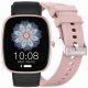 GRAVITY GT18-1 Damen-Smartwatch, pinkes Silikonarmband + schwarzes Armband