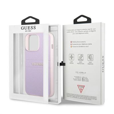 8. Guess GUHCP13LPSASBPU iPhone 13 Pro / 13 6.1" Lila/Lila Saffiano Hot Stamp & Metalllogo