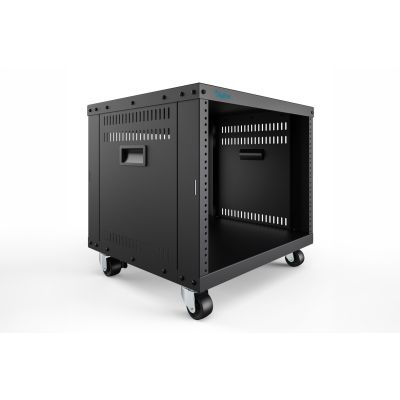 5. 8U AVS-Rack, 420 x 507 x 460 mm Gewindebohrungen, Rollen, bl