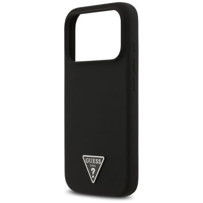 6. Guess Silikon Triangle Logo MagSafe Case für iPhone 17 Pro Max - Schwarz