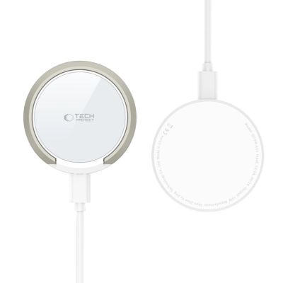4. Tech-Protect QI15W-A33 induktives Ladegerät mit MagSafe und Ständer mit USB-A/USB-C-Kabel – Weiß