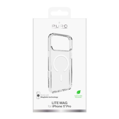 2. Puro Lite Mag TPU+PC Hülle kompatibel mit MagSafe für iPhone 17 Pro - Transparent mit weißem Ring