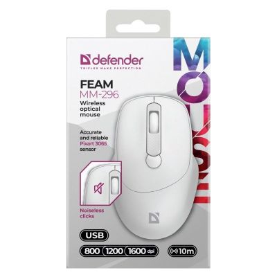 3. DEFENDER MAUS FEAM MM-296 RF SILENT WHITE