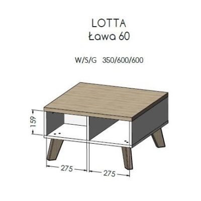 2. LOTTA 60 Wotan-Couchtisch + matt schwarz