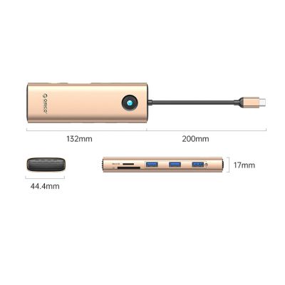 2. Orico PW11 9-in-1 USB-C Dockingstation (3x USB-A 3.0, 1x USB-C PD 100, 1x HDMI 4K 60Hz, 1x VGA 1080p 60Hz, 1x microSD/SD, 1x RJ45 Gigabit Ethernet) – Roségold