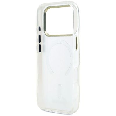 7. Guess IML Shell Script Metal MagSafe Hülle für iPhone 17 Pro Max – Weiß