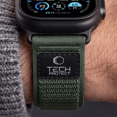 8. Tech-Protect Nylon Elite Armband für Apple Watch 44 / 45 / 46 / 49 mm – grün-orange