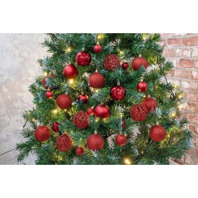 7. Dekorative Kunststoffkugeln, 6 cm, Set mit 35 Stück, rot