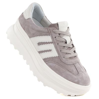 Damen-Plateauschuhe aus beigefarbenem Leder, Modell Vinceza 79614