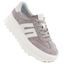 Damen-Plateauschuhe aus beigefarbenem Leder, Modell Vinceza 79614