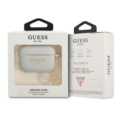 3. Guess, GUAPLSC4EG AirPods Pro Cover grau/grau Silikon Charm 4G Collection