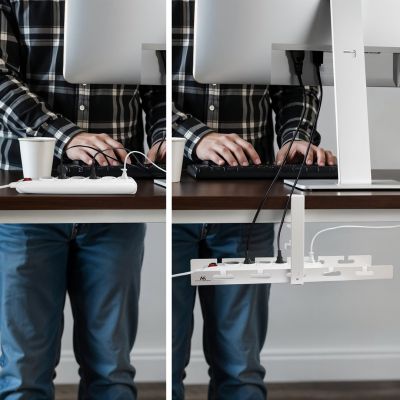 9. MACLEAN Kabelorganizer für unter den Schreibtisch, max. 5 kg, weiß, MC-105 W