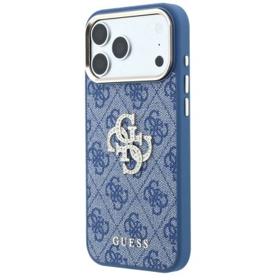 2. Guess 4G & Big Strass Logo Hülle für iPhone 18 Pro / 17 Pro - Blau