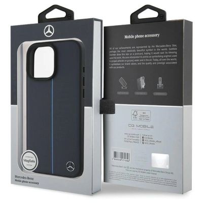8. Mercedes MB Blue Line MagSafe Lederhülle für iPhone 16 Pro Max – Marineblau