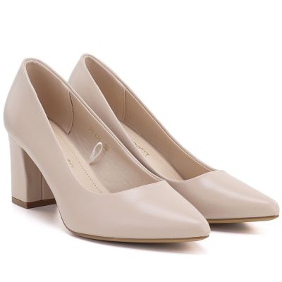 4. Damenpumps in Creme-Rosa mit Blockabsatz, Sergio Leone PB414