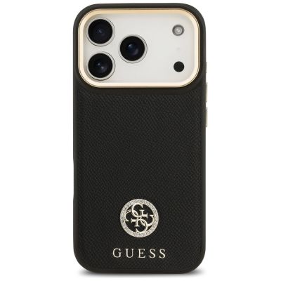3. Guess Grained Strass Logo MagSafe Hülle für iPhone 17 Pro - Schwarz