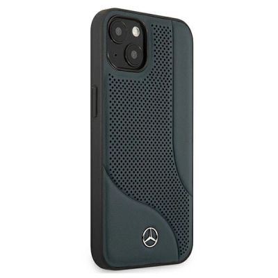4. Mercedes Leder-Perforated-Area-Case für iPhone 13 mini – Marineblau
