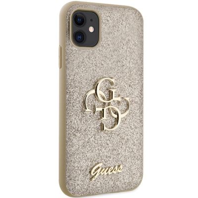 4. Guess GUHCN61HG4SGD Hülle für iPhone 11 / Xr – Gold Glitter Script Big 4G