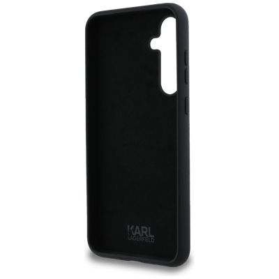 7. Karl Lagerfeld Silikon Karl&Choupette Metal Pin Hülle für Samsung Galaxy A35 – Schwarz