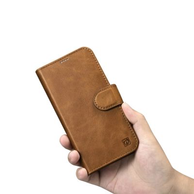 10. iCarer Oil Wax Wallet Case 2in1 Cover iPhone 14 Plus Anti-RFID Leder Flip Case Braun (WMI14220723-TN)