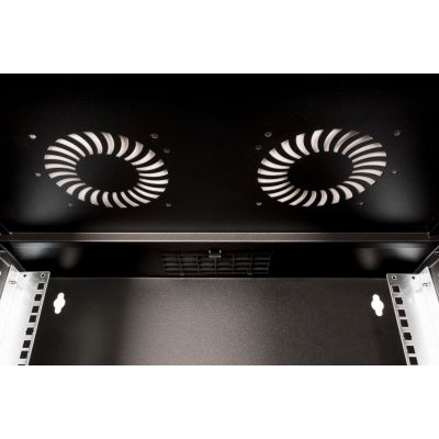 17. 19" 4HE Wand-Netzwerkschrank, SOHO PRO 240 x 540 x 400 mm, Glastür, schwarz, unmontiert, 60 kg