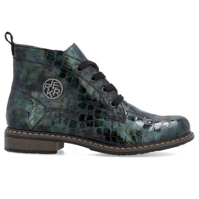 10. Damen-Lackstiefeletten in grüner Kroko-Optik Rieker 71205-90