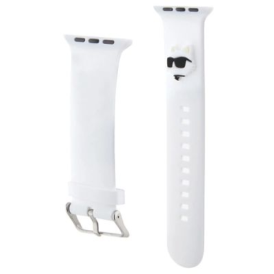 3. Karl Lagerfeld 3D-Gummi-Choupette-Köpfe-Armband für Apple Watch 38/40/41 mm – Weiß