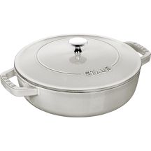 Tiefe Schmorpfanne mit Deckel Staub – 24 cm, weiße Trüffel