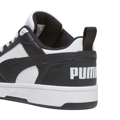 9. Puma Rebound V6 Lo Mid Kinderschuhe weiß und schwarz 393833 01