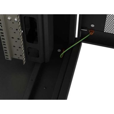 14. 19" 22U 800x1200 schwarzer Lanberg Stand-Rackschrank mit perforierten Türen (flach verpackt)