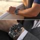 7. Tech-Protect Nylon-Streifenarmband für Samsung Galaxy Watch 40/44/46 mm – Schwarz und Orange