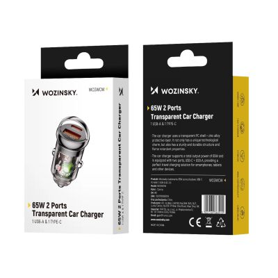 11. Wozinsky 65W Autoladegerät USB-C PD 65W / USB-A 45W QC 3.0 - Schwarz
