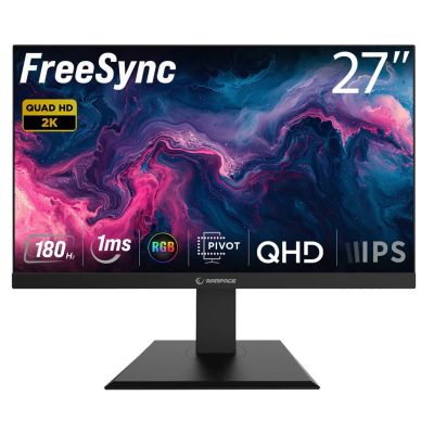 2. Rampage 27'' Miracle MC27RQ180 Gaming-Monitor mit Fast IPS, QHD 2K, 180 Hz, 2x HDMI, 2x DP, Lautsprechern und 1 ms