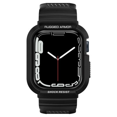 Spigen Rugged Armor Pro Hülle mit Armband für Apple Watch 4/5/6/7/8/SE (44/45 mm) – Schwarz
