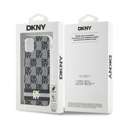 5. DKNY IML Checkered Mono Pattern & Printed Stripes MagSafe Hülle für iPhone 11 / Xr – Schwarz