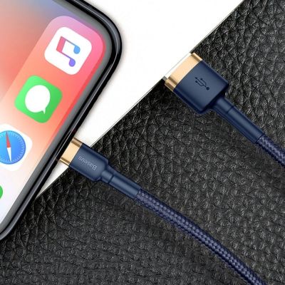 9. Baseus Cafule USB-A / Lightning 1,5A QC 3.0 Kabel 2 m - Blau-Gold