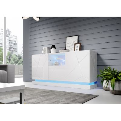 3. QIU 2D1K Kommode 150x41,5xH75 Hochglanzweiß/Hochglanzweiß