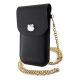 4. Hello Kitty Leder-Metall-Logo-Kettentasche – Schwarz