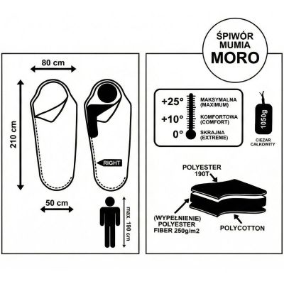 8. CAMO TOURIST SCHLAFSACK 210x80x50CM MIT ENERO CAMP COMPRESSION