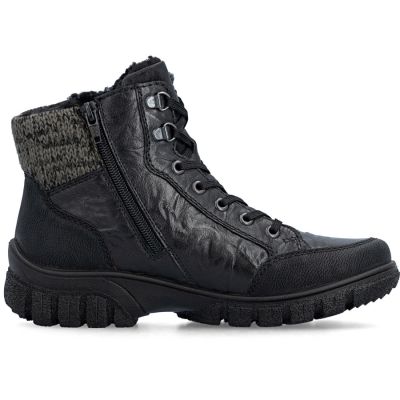 8. Rieker Z7230-00 Wasserdichte Leder-Damenstiefel Schwarz