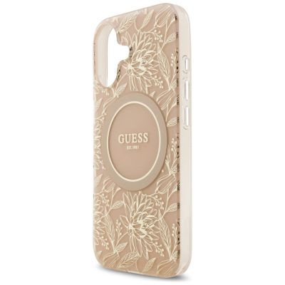 6. Guess IML Flowers Electro Pearl Strap MagSafe iPhone 17 Hülle - Pink