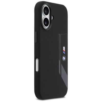 4. BMW M Silikonhülle mit vertikalem Logo und MagSafe-Funktion für iPhone 17 – Schwarz