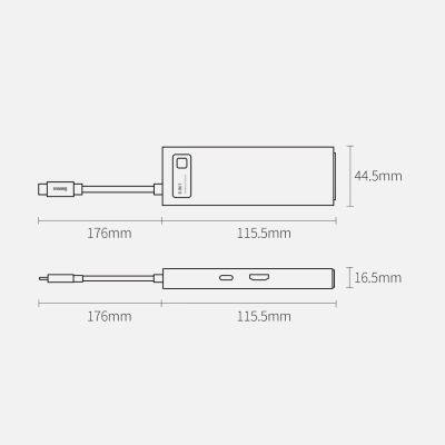 23. HUB Baseus Metal Gleam 6in1 USB-C - USB-C PD 100W 1x HDMI 4K 30Hz 3x USB-A 3.2 1x RJ45 - grau